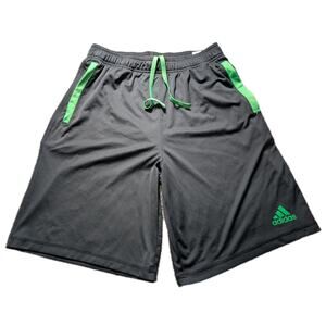 Adidas Dark Grey And Neon Green Youth Large Shorts Climate